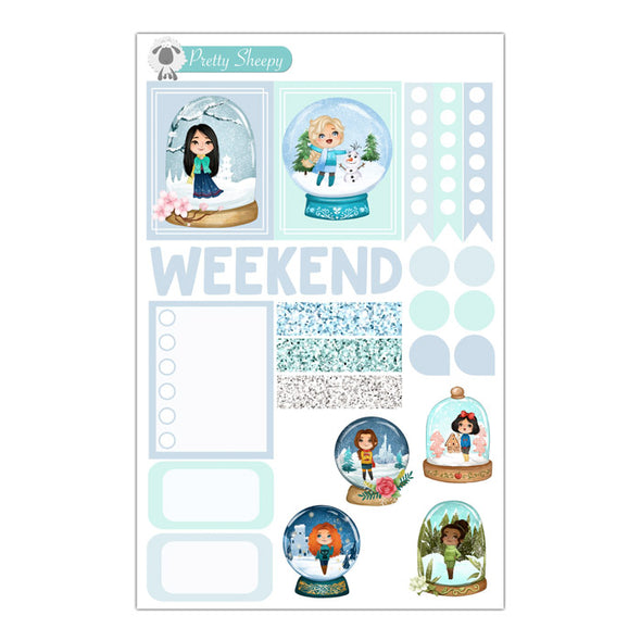 Snow Globe Princesses Planner Stickers - Sampler