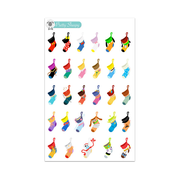 Character Christmas Stockings Stickers