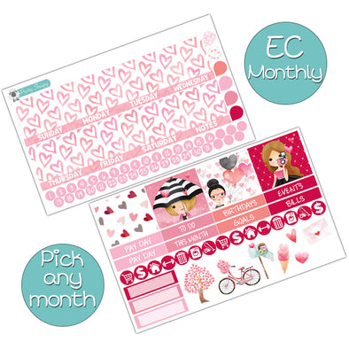 Sweet Hearts Monthly Kit for EC Planner - Pick ANY Month!