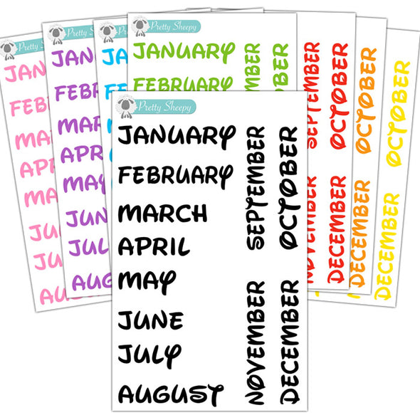 Walt Font Months Stickers
